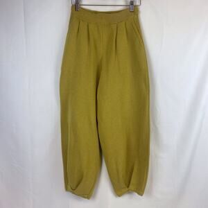 Free People Beach Freya Barrel Linen Pants Knit Jogger Mustard Yellow Size S
